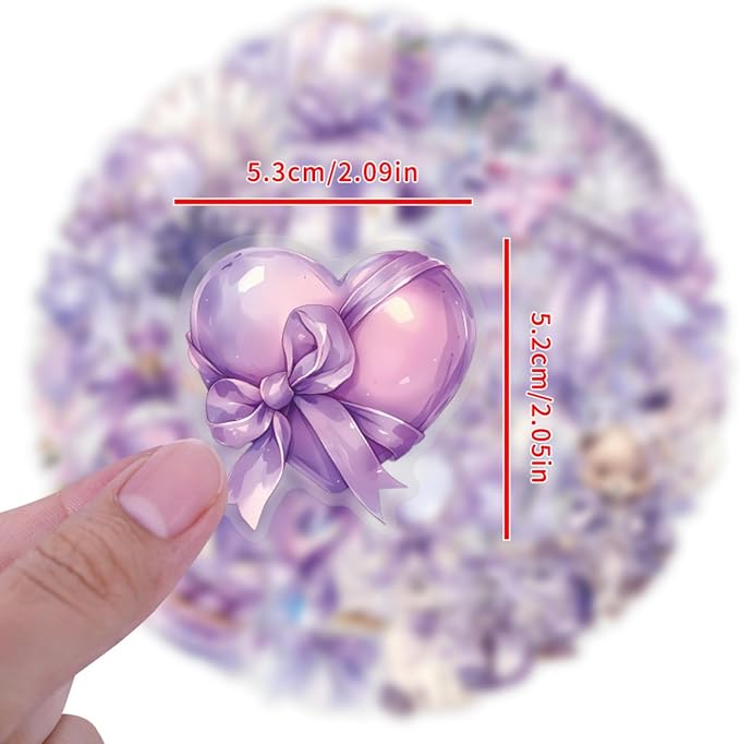 60 Pcs Clear PET Purple Coquette Aesthetic Stickers - Image 5