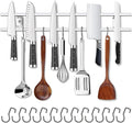 24-Inch Magnetic Knife Holder for Wall – 304 Stainless Steel Knife Strip with 12 Hooks – Magnetic Knife & Utensil Rack