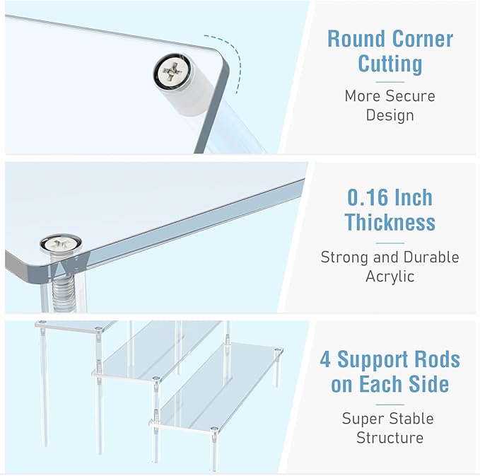 Acrylic Display Risers, 3 Tier Perfume Organizer, Dessert Shelves - Image 3
