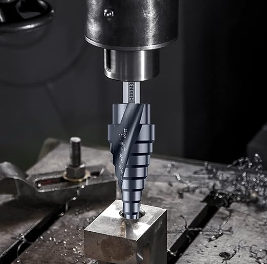 Upgrade M35 Cobalt Step Drill Bit with Ultra TiAIN Coating, 1/4"-3/4" Unibit Step Bit with Double Sprial Flute, 1/4" Hex Shank Drill Bit for Metal, Stainless Steel, Aluminum, Copper, Wood