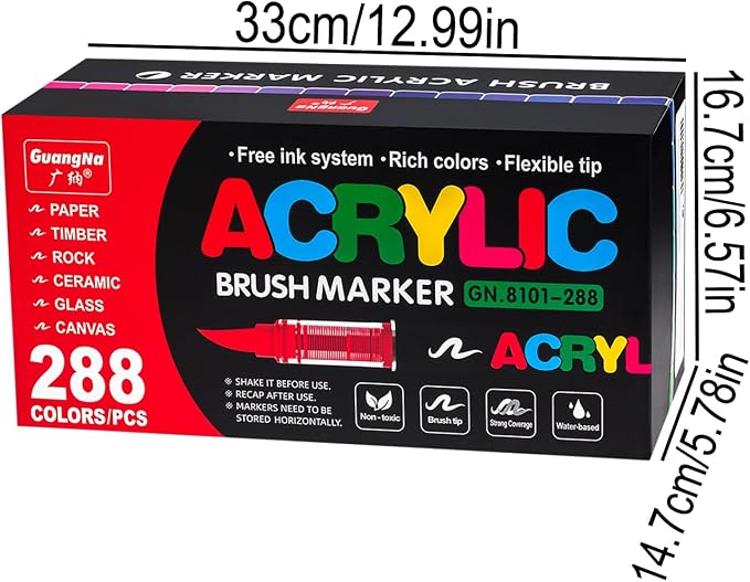 288 Colors Acrylic Paint Markers Set, Soft Flexible Brush Markers - Image 3