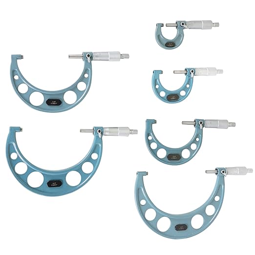 waltyotur Type C 0-6 Inch Outside Micrometer 0.0001 Inch Accuracy for Precise Measurement Work with Carbide Tip with Case 6 Pieces