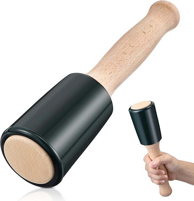 Precision 15oz Wood Carving Mallet for Woodworking, Ergonomic Wooden Handle Reduces Hand Fatigue, Non Marring Urethane Head Protects Wood Carving Chisels, Wooden Mallet