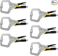 MOUYAT 6 Pack 11 Inch C-Clamp Locking Pliers with Flat Swivel Pads, Vise Grip Clamps Face Welding C Clamp Locking Pliers Set for Woodworking, Building