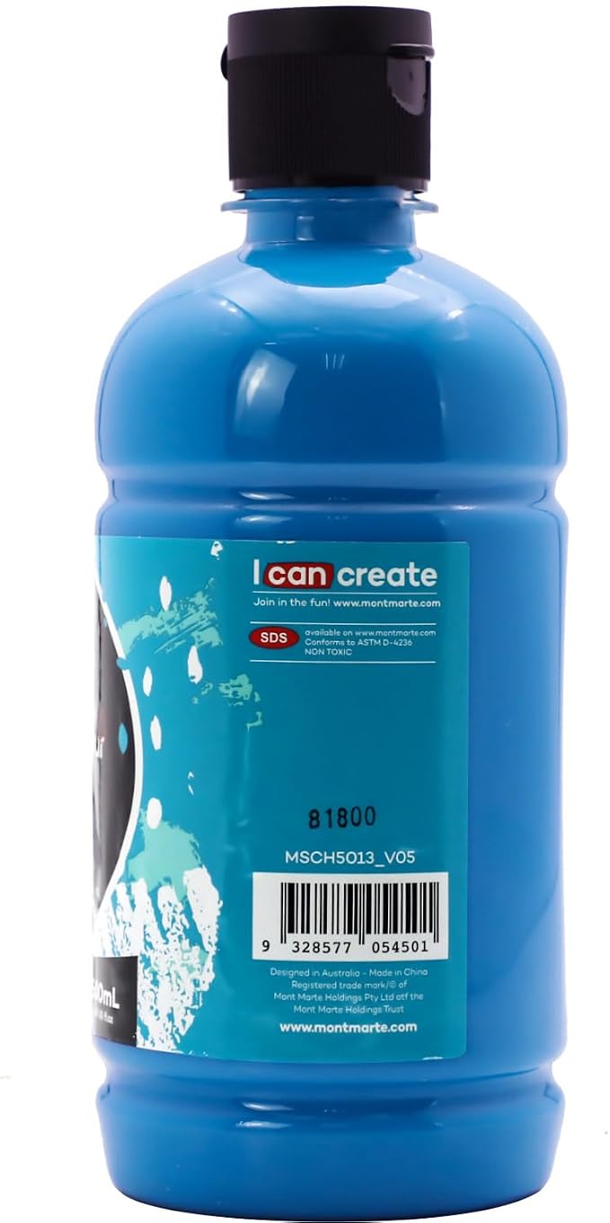 Mont Marte Signature Cerulean Blue Acrylic Paint, Semi-Matte Finish, Suitable - Image 3