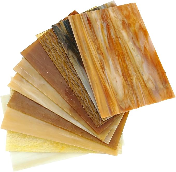 Lanyani（10 Sheets）Amber Variety Stained Glass Sheets 4 x 6 inch Opal Art Glass - Image 6