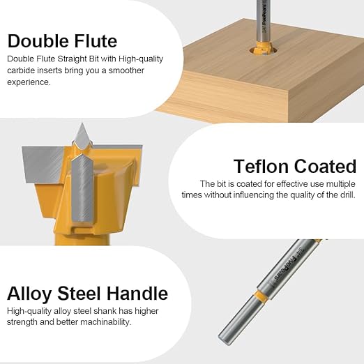 FivePears Forstner Drill Bit 5/16 inch Shank, 3/4 inch Cutting Diameter, Carbide Tipped Wood Hole Saw Auger Opener, Hole Opener Hinge Hole Cutter for Woodworking, Plastic, Plywood Products