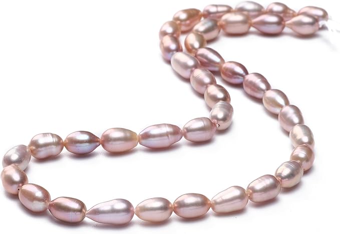 Natural Pearl Beads Rice 6-7mm Purple Freshwater Cultured Loose Gemstone Beads for DIY Jewelry Making 13.8''/Strand HQ