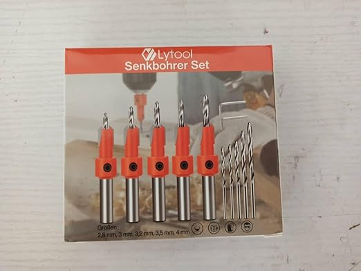Lytool Countersink Drill Bit Set,5 Pcs Counter Sink Bits for Wood,Tapered Drill Bits for Woodworking,Round Shank,Allen Wrench, Wood Screw Counter Sinker Drill Bits with Depth Stop,Pilot Screw Hole Set