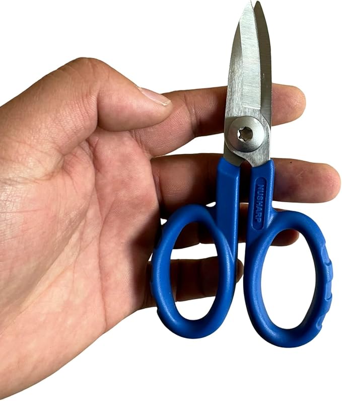 Elfcam® - 10 Pack Kevlar Fiber Optic Scissors, Super Multi Scissors Carbon Alloy Steel, Serrated Blade, Made by Nusharp, Set of 10