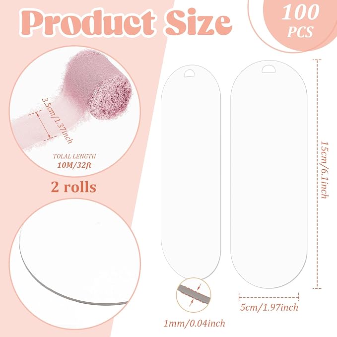 Yeaqee 100 Pcs Acrylic Bookmark Blanks Clear Bookmarks Acrylic Tags - Image 2