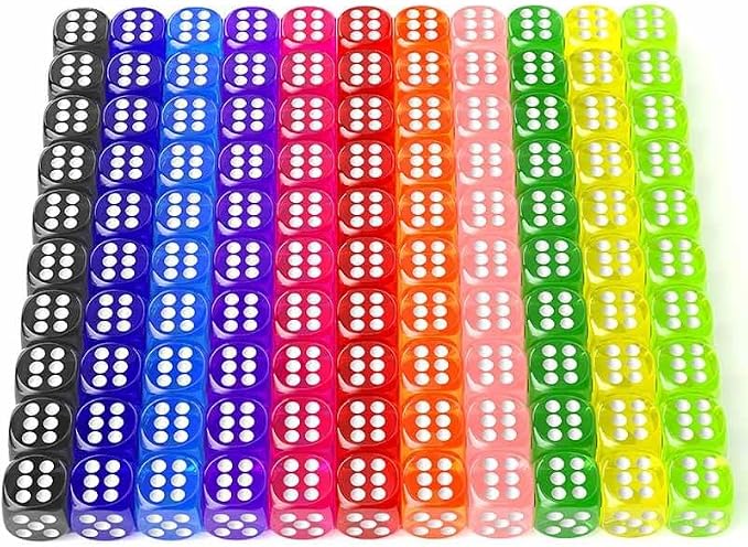 Rerdeim 110 Pieces Dice Set, Colored Game Bulk Dices, Colorful Dices, 6 Sided - Image 7