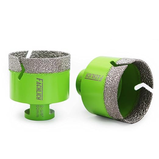 Diamond Core Drill Bit,2pcs Diameter 2-3/8 inch 60mm Thread 5/8-11,Vacuum Brazed Dry Wet Hole Saw for Porcelain Tile,Granite,Marble,Concrete,Masonry,Brick