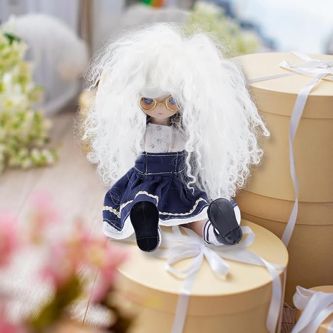 arricraft White Wool Doll Wig, Curly Hair, 5.5x9.45x0.12 Inch, DIY Doll Making - Image 6