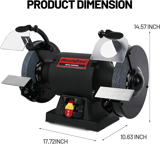 BUCKTOOL 1.0 HP 8 Inch High Speed Bench Grinder, 3590 RPM Table Grinder with 8.0A Motor, High Precision Wobble-free Wheel Grinder, TDS-200HD