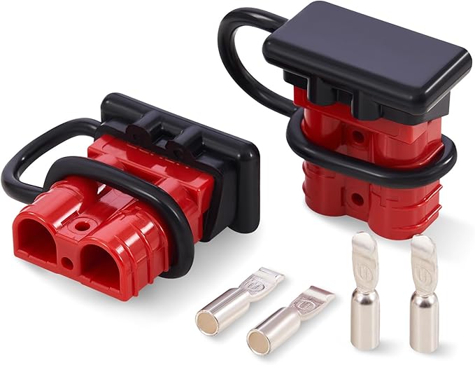 Orion Motor Tech Wire Connector 2 Pack, 50A Wire Harness Plug Kit for 6 to 12 Gauge Cables, 12V to 36V Battery Quick Connect Disconnect Set for Car Bike ATV Winches Lifts Motors More, Set of 2, Red