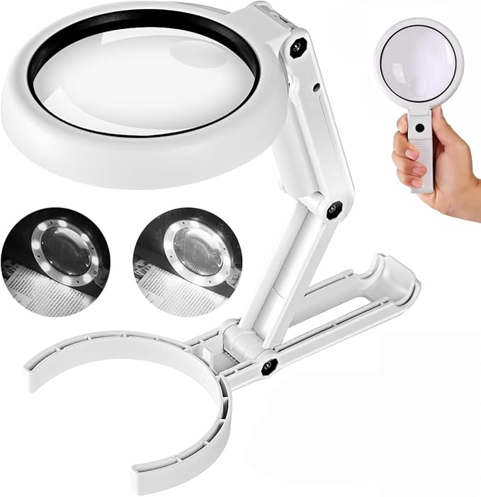 Magnifying Glass with Light and Stand, 3.55 Inch Large Lens with Lightweight by SURENSHY