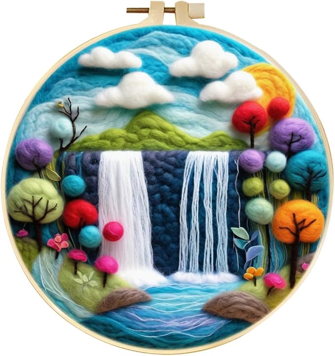 CaptainCrafts Needle Felting Kit, Wool Felt Supplies, Embroidery Hoops by CaptainCrafts
