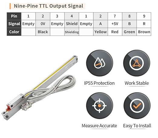 3 Axis DRO Digital Readout for Bridgeport Machine 9X42 Table Set,Linear Glass Scale DRO for Milling Machine 320mm 420mm 770mm 5um Resolution