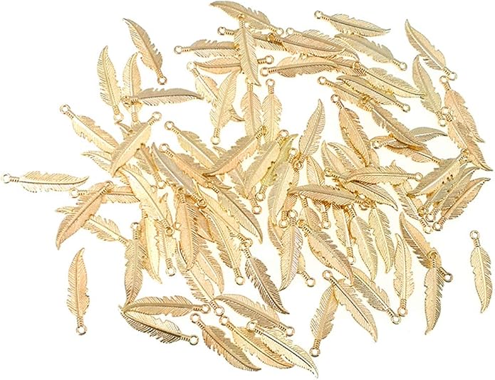 ALIMITOPIA 100pcs Alloy Feather Charms Pendants Easter Angel Wing Feather - Image 5