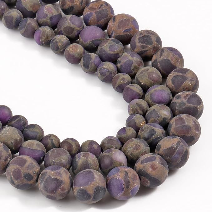 8mm Matte Purple Cloisonne Jasper Bead, 15-Inch Matte Round Loose Stone Beads - Image 6