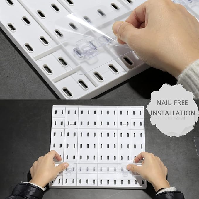 Pegboard Combination Kit, Wall Mounted Storage Set with 8 Pegboards & 32 Accessories Hanging, Pink Peg Boards Organizer for Walls Display, Crafts Organization, Kitchen Organizer, 22" x 44"