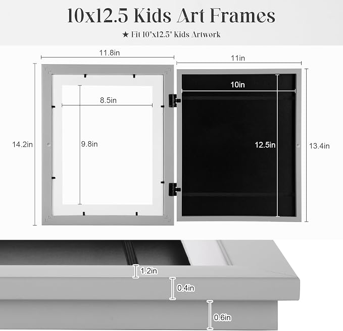Kids Art Frames, 10x12.5 Front Opening Kids Artwork Frames Changeable, Holds 50 - Image 3