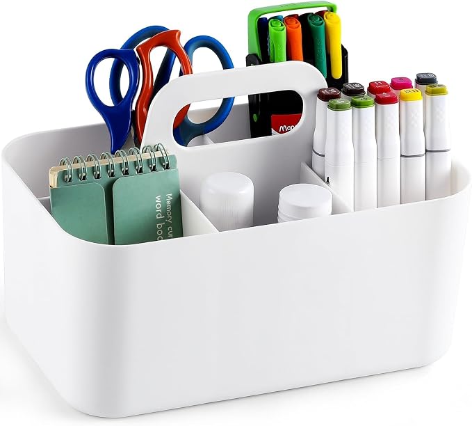 Multiuse Caddy Organizer with Handle, Portable Divided Plastic Tote Bin - Image 9