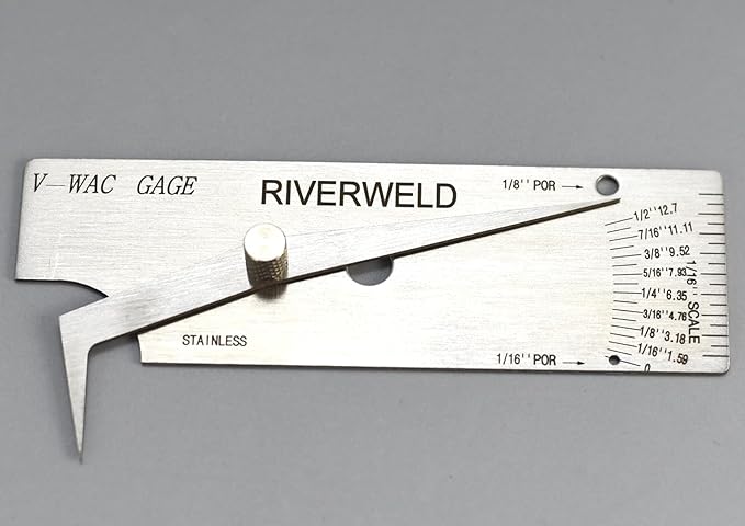 RIVERWELD V-WAC Single Weld Gauge Pit Depth Weld Gage Welding Inspection Thread Gauges Undercuts/Pits to 1/2 Inch by 1/32 Inch Increments Marks Inch