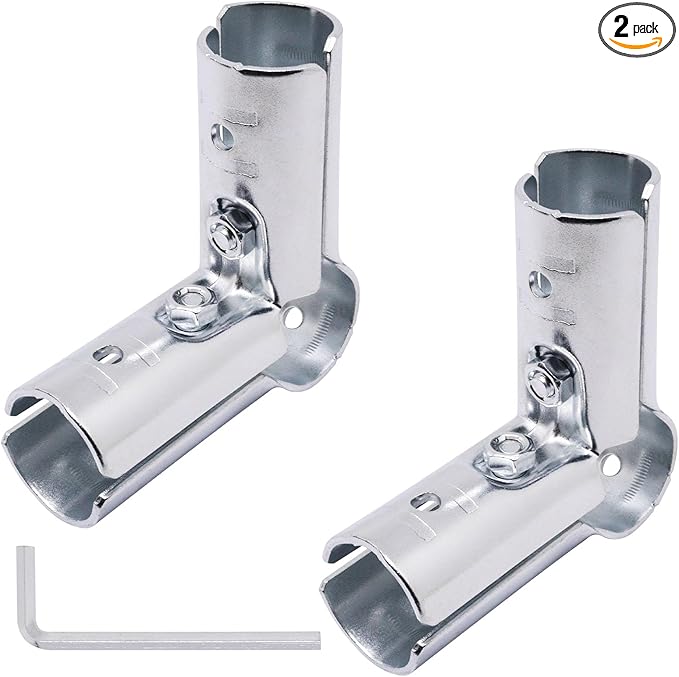 90 Degree Pipe Connector Tee Clamp Fittings, Steel Connection Clamps Set with Small Wrench （2set, 25mm）