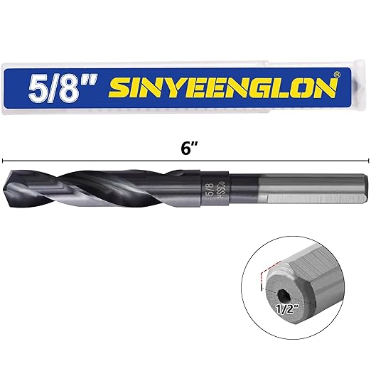 5/8 Cobalt Drill Bit for Metal and Hardened Steel, 1/2 Inch Reduced Shank M35 HSS Twist Jobber Drill Bit, with Index Storage Case