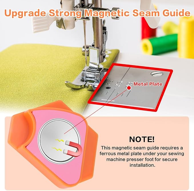 3 Pack Magnetic Seam Guide for Sewing Machine, Universal Sewing Quilting - Image 2