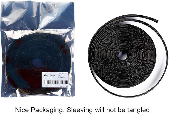 25ft - 1.5 inch PET Expandable Braided Sleeving – Black – Alex Tech Braided - Image 6