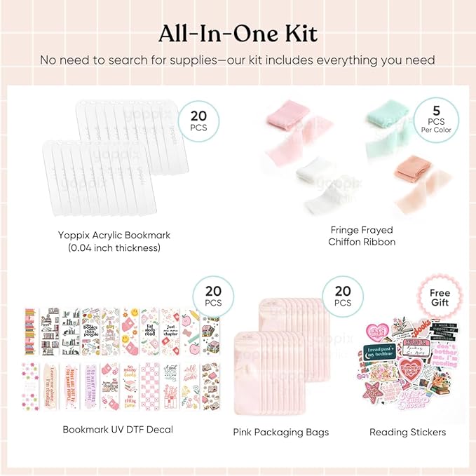 YOPPIX 6x2” Acrylic Bookmark Blanks- 20 Set Bookmark Making Kit - Image 3