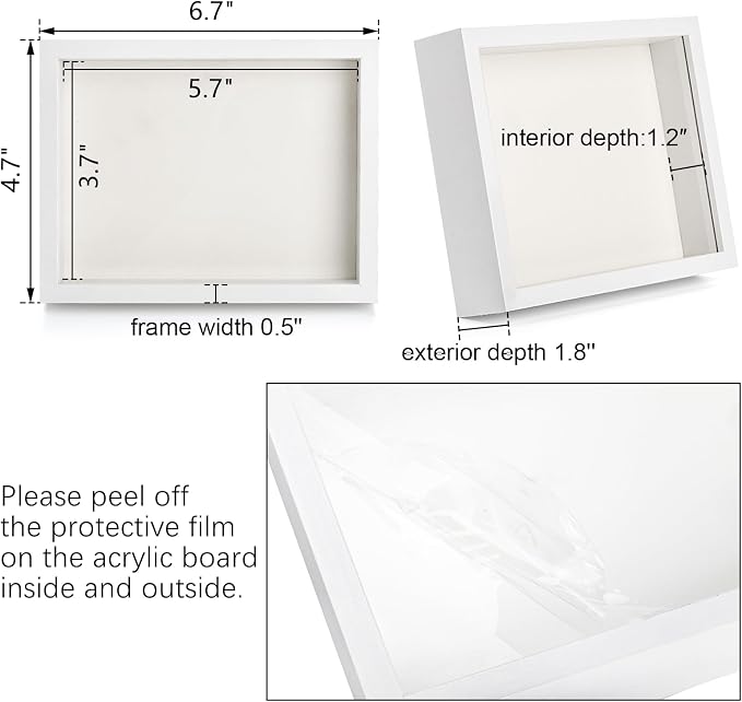 Hacaroa 6 Pack 4 x 6 Inches Shadow Box Frame, Small Wood Frame Memory Display - Image 2