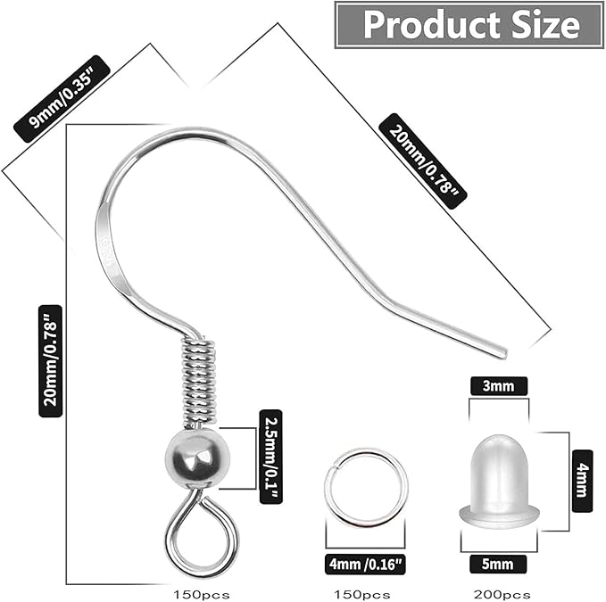 Hypoallergenic Earring Hooks 150 PCS/75 Pairs, Jump Rings, Fish Hooks - Image 5