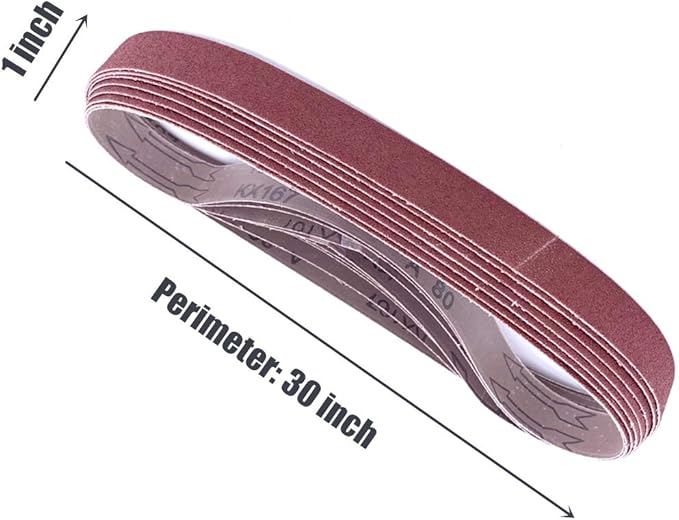 1x30 Sanding Belt, 80 Grit Aluminum Oxide Belt Sander Paper for Woodworking Metal Polishing,24 Pack(1x30 Inch, 80 Grit)