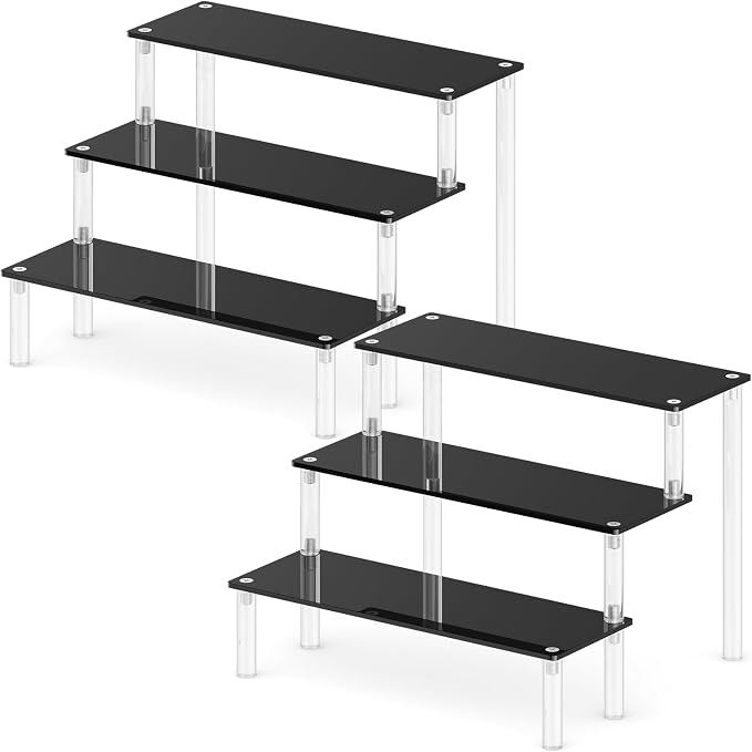 2 Packs Acrylic Display Stand Riser, 3 Tier Perfume Organizer Cupcake Stand | by FUNFERY