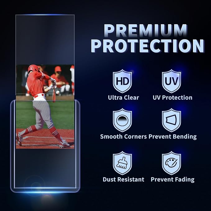 400 Card Sleeves Hard Plastic, Premium Baseball Card Sleeves, Sports Football - Image 2