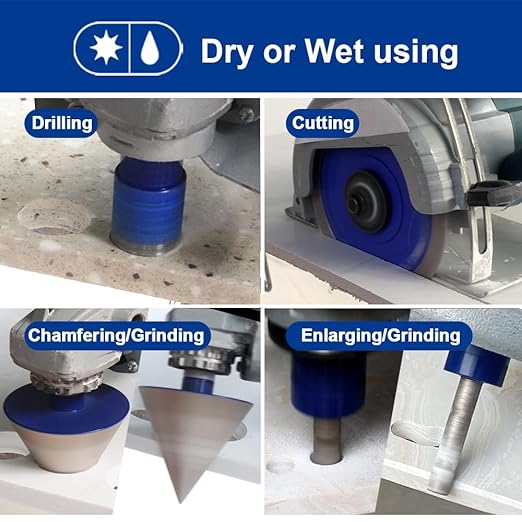 SHDIATOOL Diamond Tile Drill Bits Kit 11pcs, Porcelain Hole Saw Sets, Core Bits Cutter for Drilling Ceramic Marble Granite (6/8/10/25/35/50/65/10MM/2''/SDS/4.5")