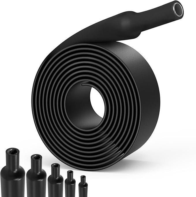 Lsnisni 3:1 Heat Shrink Tubing Ø5/8inch ＆ 3/4inch 13ft, Marine Grade Waterproof, Dual Wall Adhesive Lined, Heat-Shrink Tubing Black (Ø3/4” 13ft)