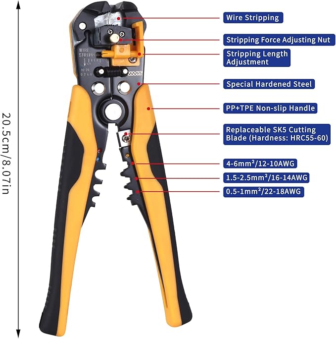 WMT Ferrule Crimping Tool Kit, Crimper Tool and Wire Stripper Kit with 1200PCS Wire Ends Terminals,Built-In Adjustable Ratchet for Electrical Wire Connectors AWG 23-10