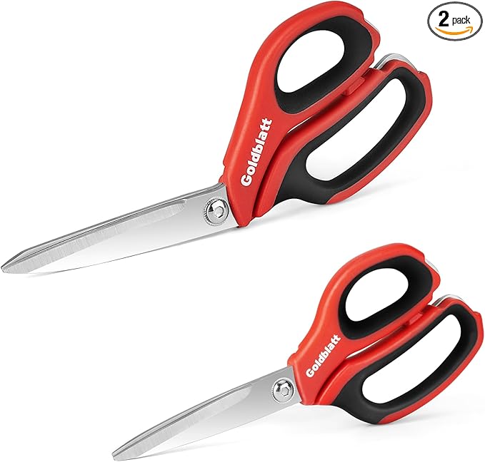 Goldblatt 2PCS Scissors Heavy Duty, 8-inch and 10-inch Multipurpose Scissors, Stainless Steel Blade, Comfortable Handle, Shop Scissors Easy Cutting Cardboard, Leather, Fabric