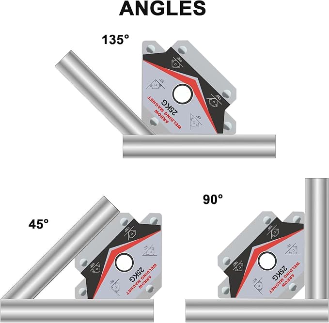 GUTIMORE 55LB Welding Magnet 3pcs,Magnetic Arrow Holder and Clamps, 45 90 135 Degree Angle Holding Magnet, Holding Power Welding Accessories