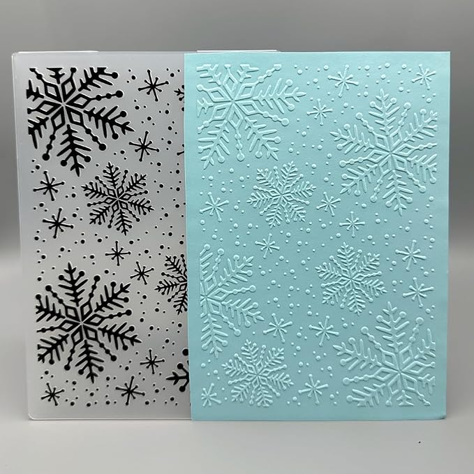3D Plastic Embossing Folder Template Christmas and Winter Snowflakes Texture - Image 4