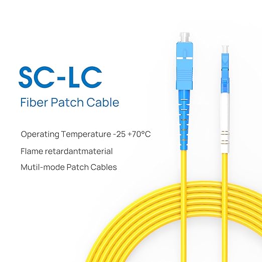 5m(16.4ft) OS2 SC/LC to SC/LC Fiber Patch Cable Single Mode Fiber,9/125µm OD 3.0mm Cable Diameter Fiber Optic Cable