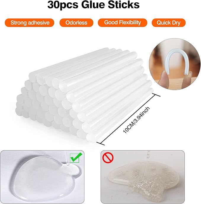 SHJADE Hot Glue Gun with 30 Glue Sticks, 20W Mini Hot Melt Gun Kit | Fast - Image 5