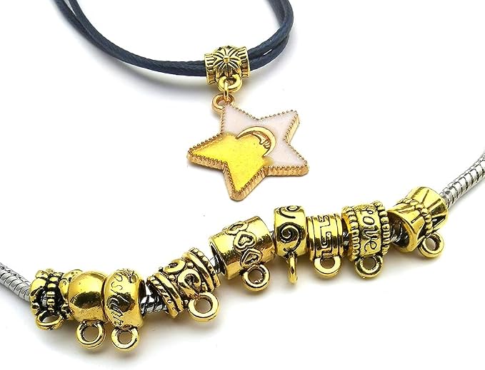100 pcs Antique Gold Clasp Bail Beads Charms, Bail Tube Beads, Loose Spacer Bead - Image 4