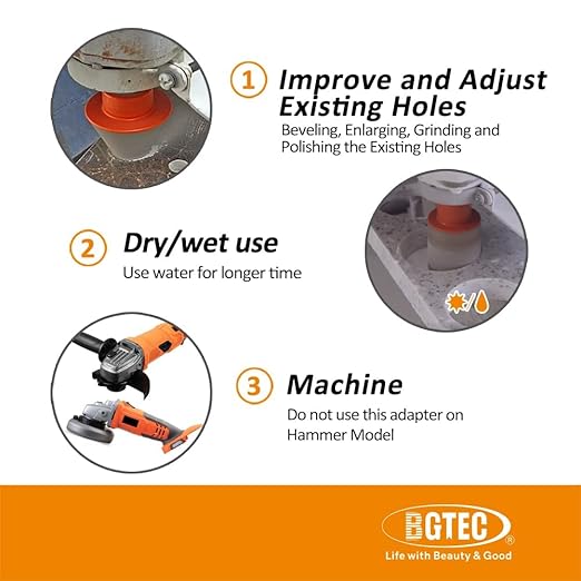 BGTEC Diamond Core Drill Bits Set - 10pcs Tile Hole Saw Kit 6/8/10/14/20/25/32/50mm with 10mm Diamond Finger Bits for Porcelain Ceramic Tile Granite Marble，Hex Adapter