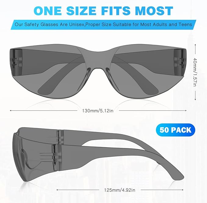 WFEANG Safety Glasses - Clear Protective Eyewear with ANSI Z87.1, Scratch & Impact Resistant, Eye Protection for Work, lab, construction (15pack Clear + 15pack Grey)